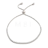 Brass Pave Clear Cubic Zirconia Flat Round Box Chain Slider Bracelets BJEW-B094-12A-P-1