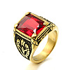 316L Stainless Steel & Cubic Zirconia Men's Vintage Carved Finger Rings FS-WG82D33-29-1
