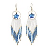 Star Glass Seed Beaded Dangle Tassel Earrings EJEW-MZ00777-5
