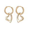 2 Pairs 2 Colors Brass Heart Dangle Hoop Earrings EJEW-JE05066-4