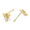 Brass Micro Pave Clear Cubic Zirconia Stud Earrings EJEW-R016-26G-11-4