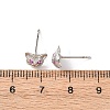 Cat Shape Brass Micro Pave Cubic Zirconia Stud Earrings EJEW-L278-11P-5