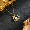 Ocean Brass Pave Clear Cubic Zirconia Fish with Starfish Pendant 201 Stainless Steel Dapped Chain Necklaces for Women WGDA33A-01-1