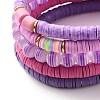 Natural Lava Rock & Polymer Clay Heishi Beads Stretch Bracelets Sets BJEW-JB07439-10