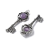 Key Brass Natural Amethyst Big Pendants KK-D361-01AS-16-2