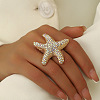 Alloy with Rhinestone Cuff Open Rings for Women JG5822-1-2