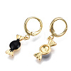 Brass Enamel Huggie Hoop Earrings EJEW-T014-19G-01-NF-2