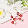 Flower Glass Seed Beaded Dangle Earrings EJEW-MZ00775-03-1