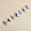 14Pcs 7 Colors Silver Plated Brass Rhinestone Connector Charms RB-CA0001-06-5