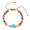 Adjustable Synthetic Turquoise & Ocean White Jade Braided Bead Bracelets BJEW-JB13733-2