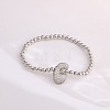 Brass Micro Pave Clear Cubic Zirconia Beaded Stretch Bracelets for Women FS-WG5260F-03-1