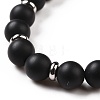 3Pcs Natural Black Agate(Dyed) and Coconut Beads Stretch Bracelets Set BJEW-JB08935-6