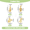 16Pcs 4 Style Brass Micro Pave Cubic Zirconia Animal Pendants KK-DC0003-46-2
