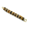 Natural Tiger Eye & Electroplated Synthetic Non-magnetic Hematite Heishi Connector Charms PALLOY-JF03291-06-4