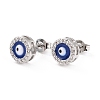 Blue Evil Eye Brass Stud Earrings ZIRC-Z017-01P-1