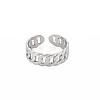 304 Stainless Steel Curb Chain Open Cuff Ring for Women RJEW-S405-195P-1