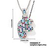 Brass Pave Colorful Cubic Zirconia Letter Pendant Box Chain Necklaces NU0575-32-1