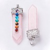 Natural Rose Quartz with Synthetic & Natural Mixed Stone Chakra Big Pendants G-E415-A07-2