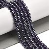 Electroplated Natural Amethyst Round Beads Strands G-L598-A05-01-2