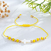 Adjustable Glass & Brass Beads Braided Bead Bracelets KF3798-10-1