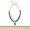 Natural Paua Shell Charm Dyed Natural Malaysia Jade Faceted Rondelle Bracelets with 304 Stainless Steel Chains for Women BJEW-JB14297-4