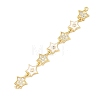 Brass Micro Pave Clear Cubic Zirconia 7 Star Links Connector Charms KK-H539-16G-04-1