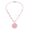 Natural Rose Quartz Flower Pendant Necklaces NJEW-N064-08C-3