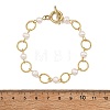 Natural Cultured Freshwater Pearl Beads & Brass Open Jump Rings Link Bracelets for Women BJEW-JB14113-3