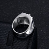 Cross with Jesus Pattern 304 Stainless Steel with Crystal Rhinestone Finger Rings for Men FS-WG78AD7-09-2