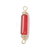 Natural Lepidolite & Blue Spot Jasper & Tiger Eye & Rose Quartz & Carnelian & Larvikite & Flower Amazonite Column Links Connector Charms PALLOY-JF04769-3
