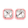 Crystal Rhinestone Square Stud Earrings with 925 Sterling Silver Pins for Women MACR-S275-039B-2