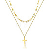 2Pcs Cross Stainless Steel Pendant Double Layer Necklaces for Women FS-WG7D720-04-2