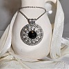 European style Alloy Crystal Rhinestone & Black Resin Flower Pendant Ball Chain Necklaces for Women PH9473-7