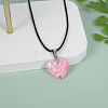 Luminous Heart with Paillette Inside Pendant Black Wax Cord Necklaces FS-WGF75A0-04-1