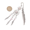 Alloy Sun & Woven Net/Web with Feather Charms Bookmarks AJEW-JK00368-03-3