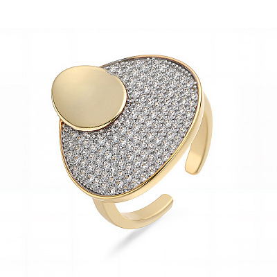 Brass Micro Pave Clear Cubic Zirconia Cuff Open Rings WG25CE0-01-1