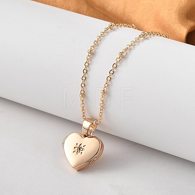 Clear Cubic Zirconia Locket Necklaces NJEW-A036-01A-1