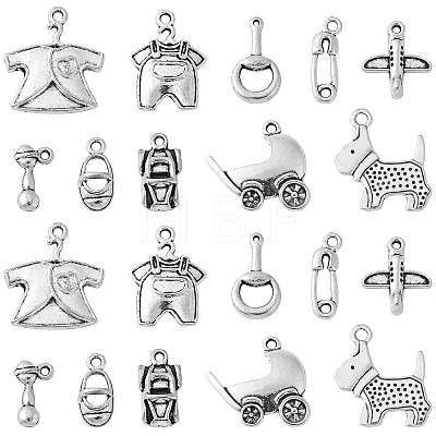 100Pcs 10 Styles Tibetan Style Alloy Charms TIBEP-CJ0002-65-1