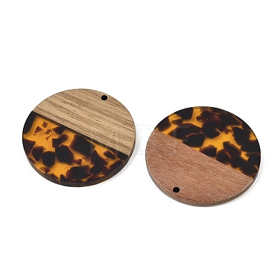 Transparwnt Resin & Walnut Wood Pendants RESI-I354-03B-1