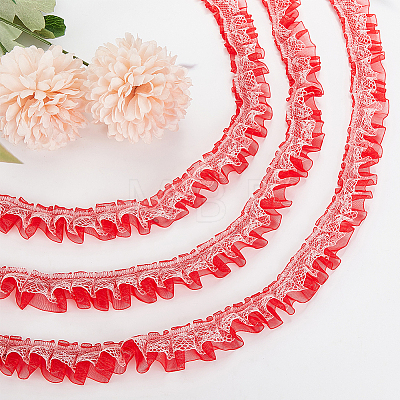 Double Layer Pleated Polyester Lace Trim OCOR-WH0079-37-1