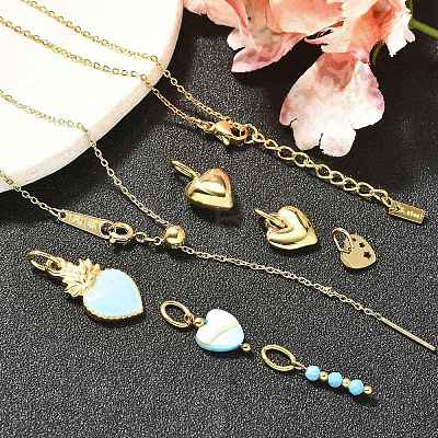 Synthetic Turquoise & Shell & Enamel Heart Pendant & Necklaces & Bracelets Sets SJEW-Q002-05G-1