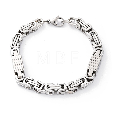 201 Stainless Steel Byzantine Chain Bracelets BJEW-B078-166P-1