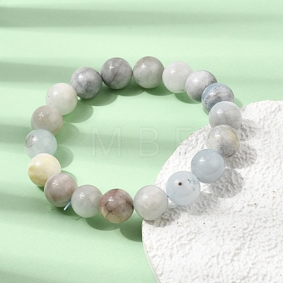 10MM Natural Aquamarine Round Beaded Stretch Bracelets for Women GG-CBA6C75-A01-10mm-1