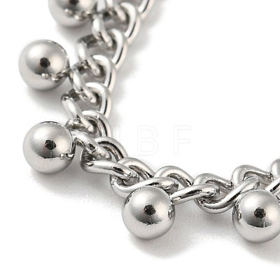 304 Stainless Steel Round Ball Charms Link Chain Anklets AJEW-G054-01P-1