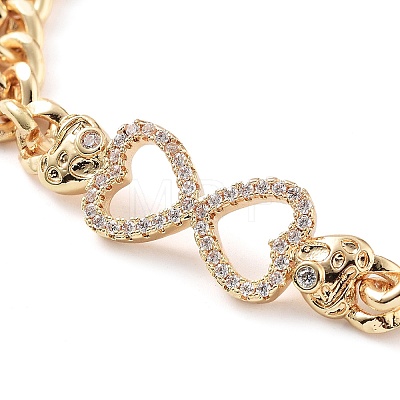 Cubic Zirconia Link Bracelet with Golden Brass Curb Chains BJEW-C055-06F-G-1