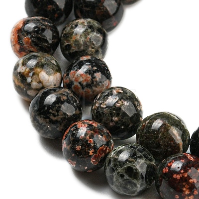 Natural Red Snowflake Obsidian Round Beads Strands G-P503-6MM-06-1