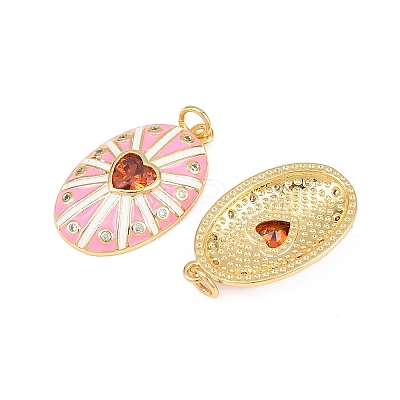 Rack Plating Brass Micro Pave Clear Cubic Zirconia Pendants KK-H474-23G-02-1
