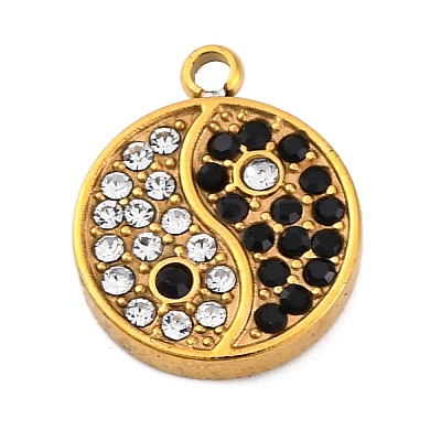 304 Stainless Steel Rhinestone Pendants STAS-S131-21G-1