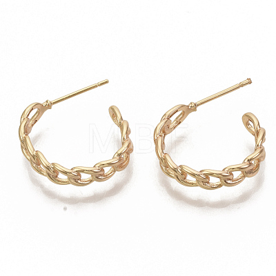 Semicircular Brass Stud Earrings KK-T050-54G-NF-1