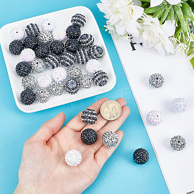 40Pcs 4 Colors Resin Rhinestone Beads RESI-ME0001-06-1